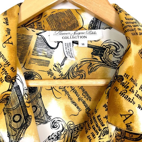 Vintage 1980s classical music graphic print blouse - size large - Picture 6 of 6